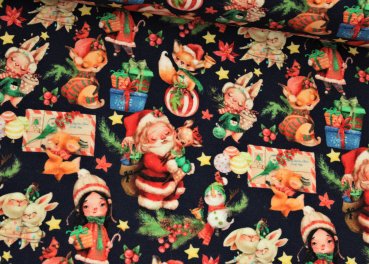 French Terry Weihnachtswichtel dunkelblau